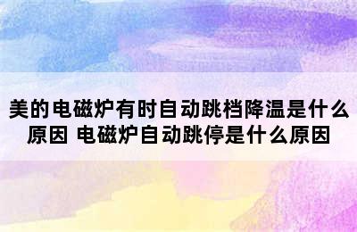 美的电磁炉有时自动跳档降温是什么原因 电磁炉自动跳停是什么原因